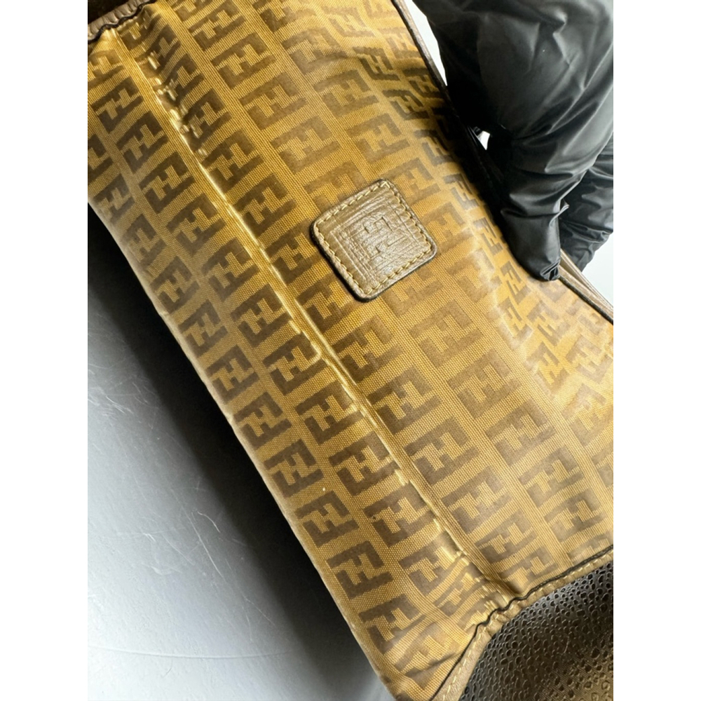 Women's Fendi Brown Clutch Bag Zucchino FF Clutch
